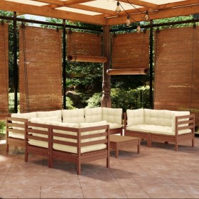 Muebles de jardín 9 piezas cojines madera maciza de pino de , Conjuntos de jardín - Ref: Foro24-3096277, Precio: 884,03 €, De...