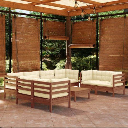 Muebles de jardín 9 piezas cojines madera maciza de pino de , Conjuntos de jardín - Ref: Foro24-3096277, Precio: 884,99 €, De...