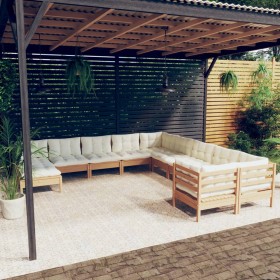 Garden furniture 11 pieces and cushions honey brown pine wood by , Garden sets - Ref: Foro24-3097058, Price: 995,99 €, Discou...