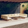 Garden furniture 11 pieces and cushions honey brown pine wood by , Garden sets - Ref: Foro24-3097196, Price: 963,12 €, Discou...