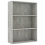 3-tier concrete gray plywood shelf 80x30x114cm by , Bookcases and shelves - Ref: Foro24-801012, Price: 91,99 €, Discount: %