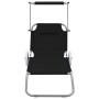 Folding sun lounger with awning and black steel wheels by , Loungers - Ref: Foro24-44323, Price: 57,95 €, Discount: %