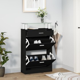 Black plywood shoe cabinet 63x24x104 cm by , Shoe racks and shoe organizers - Ref: Foro24-342564, Price: 89,65 €, Discount: %