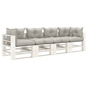 4-Sitzer-Gartensofa aus Holzpaletten mit taupefarbenen Kissen von , Outdoor-Sofas - Ref: Foro24-3052402, Preis: 396,99 €, Rab...