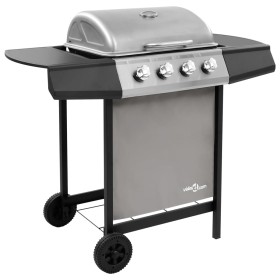 Barbacoa de gas con 4 fogones negro y plateado de , Barbacoas - Ref: Foro24-3053624, Precio: 202,17 €, Descuento: %