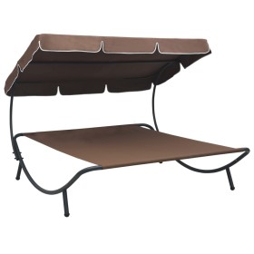 Garden lounge chair with brown canopy by vidaXL, Loungers - Ref: Foro24-48072, Price: 95,11 €, Discount: %