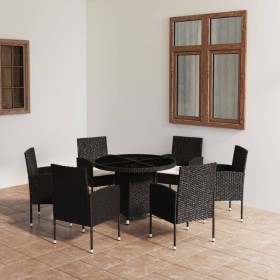 7-Piece Black Synthetic Rattan Garden Dining Set by , Garden sets - Ref: Foro24-3059431, Price: 520,99 €, Discount: %