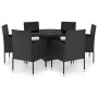 Juego de comedor para jardín 7 piezas ratán sintético negro de , Conjuntos de jardín - Ref: Foro24-3059431, Precio: 564,44 €,...