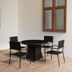 5-Piece Black Synthetic Rattan Garden Dining Set by , Garden sets - Ref: Foro24-3059452, Price: 351,02 €, Discount: %