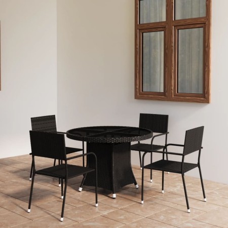 Juego de comedor para jardín 5 piezas ratán sintético negro de , Conjuntos de jardín - Ref: Foro24-3059452, Precio: 351,02 €,...