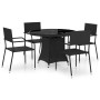 Juego de comedor para jardín 5 piezas ratán sintético negro de , Conjuntos de jardín - Ref: Foro24-3059452, Precio: 351,02 €,...