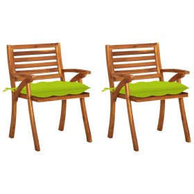 Garden dining chairs with cushions 2 pcs solid acacia wood by , Garden chairs - Ref: Foro24-3060858, Price: 191,40 €, Discoun...