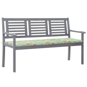 3-seater garden bench in gray eucalyptus wood and 150 cm cushion by , garden benches - Ref: Foro24-3061062, Price: 198,99 €, ...