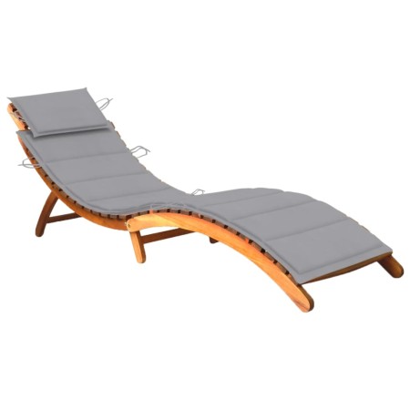 Garden lounger with solid acacia wood cushion by , Loungers - Ref: Foro24-3061573, Price: 163,99 €, Discount: %