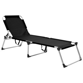 Extra high senior folding aluminum black lounger by vidaXL, Loungers - Ref: Foro24-47913, Price: 134,99 €, Discount: %