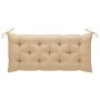 Banco Batavia de teca maciza con cojín beige 120 cm de , Bancos de jardín - Ref: Foro24-3062172, Precio: 206,11 €, Descuento: %