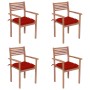 Garden chairs with cushions 4 pcs solid teak wood red by , Garden chairs - Ref: Foro24-3062310, Price: 332,99 €, Discount: %