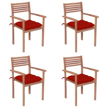 Garden chairs with cushions 4 pcs solid teak wood red by , Garden chairs - Ref: Foro24-3062310, Price: 332,99 €, Discount: %