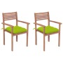 Garden chairs 2 pcs teak wood and bright green cushions by , Garden chairs - Ref: Foro24-3062288, Price: 180,58 €, Discount: %