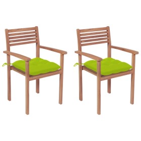 Garden chairs 2 pcs teak wood and bright green cushions by , Garden chairs - Ref: Foro24-3062288, Price: 180,58 €, Discount: %