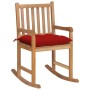 Silla mecedora de madera maciza de teca con cojín rojo de , Sillas de jardín - Ref: Foro24-3062778, Precio: 156,25 €, Descuen...