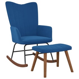 Blue velvet rocking chair with footrest by , Rocking chairs - Ref: Foro24-327764, Price: 142,50 €, Discount: %