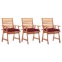 Garden dining chairs 3 units solid acacia wood and cushions by , Garden chairs - Ref: Foro24-3064371, Price: 220,10 €, Discou...