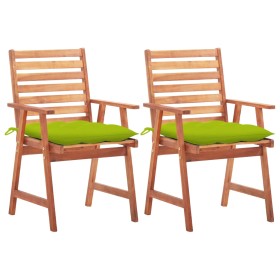 Sillas comedor de jardín 2 uds madera maciza acacia y cojines de , Sillas de jardín - Ref: Foro24-3064346, Precio: 130,99 €, ...