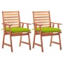 Garden dining chairs 2 pcs solid acacia wood and cushions by , Garden chairs - Ref: Foro24-3064346, Price: 131,15 €, Discount: %