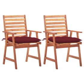 Sillas comedor de jardín 2 uds madera maciza acacia y cojines de , Sillas de jardín - Ref: Foro24-3064344, Precio: 131,36 €, ...