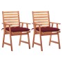 Garden dining chairs 2 pcs solid acacia wood and cushions by , Garden chairs - Ref: Foro24-3064344, Price: 131,15 €, Discount: %