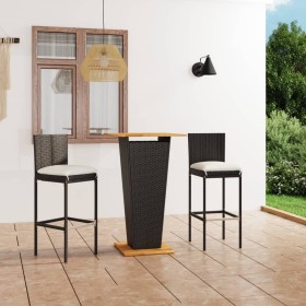 3-piece garden bar furniture set and black PE rattan cushions by , Garden sets - Ref: Foro24-3064856, Price: 242,39 €, Discou...