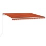 Toldo retráctil manual con LED naranja y marrón 400x350 cm de , Toldos - Ref: Foro24-3068985, Precio: 387,72 €, Descuento: %