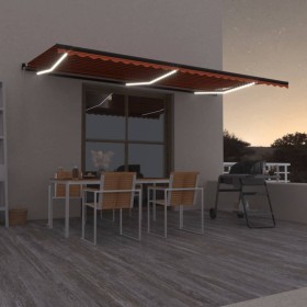 Manual retractable awning with orange and brown LED light 600x350 cm by , Awnings - Ref: Foro24-3069245, Price: 655,99 €, Dis...