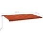 Toldo retráctil manual con luz LED naranja y marrón 600x350 cm de , Toldos - Ref: Foro24-3069245, Precio: 630,26 €, Descuento: %