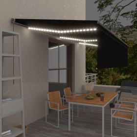 Manual retractable awning with blind and anthracite LED 6x3 m by , Awnings - Ref: Foro24-3069484, Price: 661,20 €, Discount: %