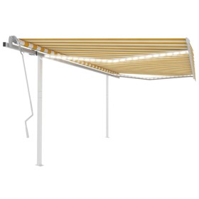 Manual retractable awning with yellow and white LED 4x3 m by , Awnings - Ref: Foro24-3069943, Price: 454,65 €, Discount: %