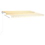 Manual retractable awning with yellow and white LED 4x3 m by , Awnings - Ref: Foro24-3069943, Price: 462,47 €, Discount: %