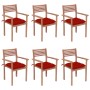 Stackable garden chairs 6 pcs teak wood with cushions by , Garden chairs - Ref: Foro24-3072593, Price: 499,89 €, Discount: %