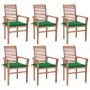 Dining chairs 6 pcs solid teak wood with green cushions by , Garden chairs - Ref: Foro24-3072951, Price: 592,91 €, Discount: %