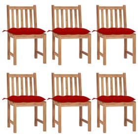 Garden chairs 6 units solid teak wood with cushions by , Garden chairs - Ref: Foro24-3073136, Price: 625,41 €, Discount: %