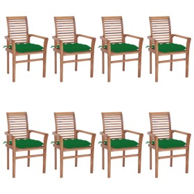 Sillas de comedor 8 unidades madera de teca con cojines verdes de , Sillas de jardín - Ref: Foro24-3072993, Precio: 741,99 €,...