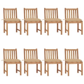 Garden chairs 8 units solid teak wood with cushions by , Garden chairs - Ref: Foro24-3073160, Price: 834,37 €, Discount: %