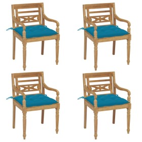 Batavia chairs 4 units solid teak wood with cushions by , Garden chairs - Ref: Foro24-3073314, Price: 480,79 €, Discount: %