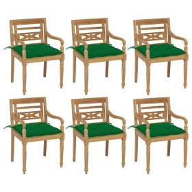 Batavia chairs 6 units solid teak wood with cushions by , Garden chairs - Ref: Foro24-3073342, Price: 719,99 €, Discount: %