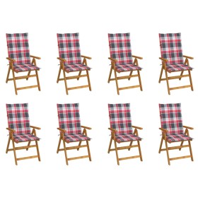 Folding garden chairs and cushions 8 pcs solid acacia wood by , Garden chairs - Ref: Foro24-3075067, Price: 664,82 €, Discoun...