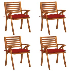 Garden chairs with cushions 4 units solid acacia wood by , Garden chairs - Ref: Foro24-3075195, Price: 373,73 €, Discount: %