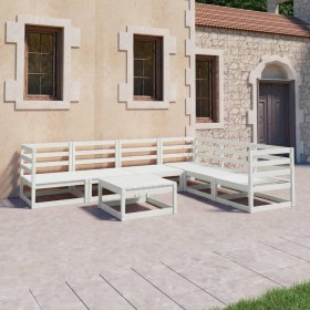 7-piece garden lounge set white solid pine wood by , Garden sets - Ref: Foro24-3075740, Price: 382,99 €, Discount: %