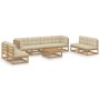 9-piece garden furniture set with solid pine wood cushions by , Garden sets - Ref: Foro24-3076487, Price: 957,99 €, Discount: %