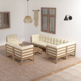 Garden furniture set 9 pieces and cushions solid pine wood by , Garden sets - Ref: Foro24-3076722, Price: 1,00 €, Discount: %